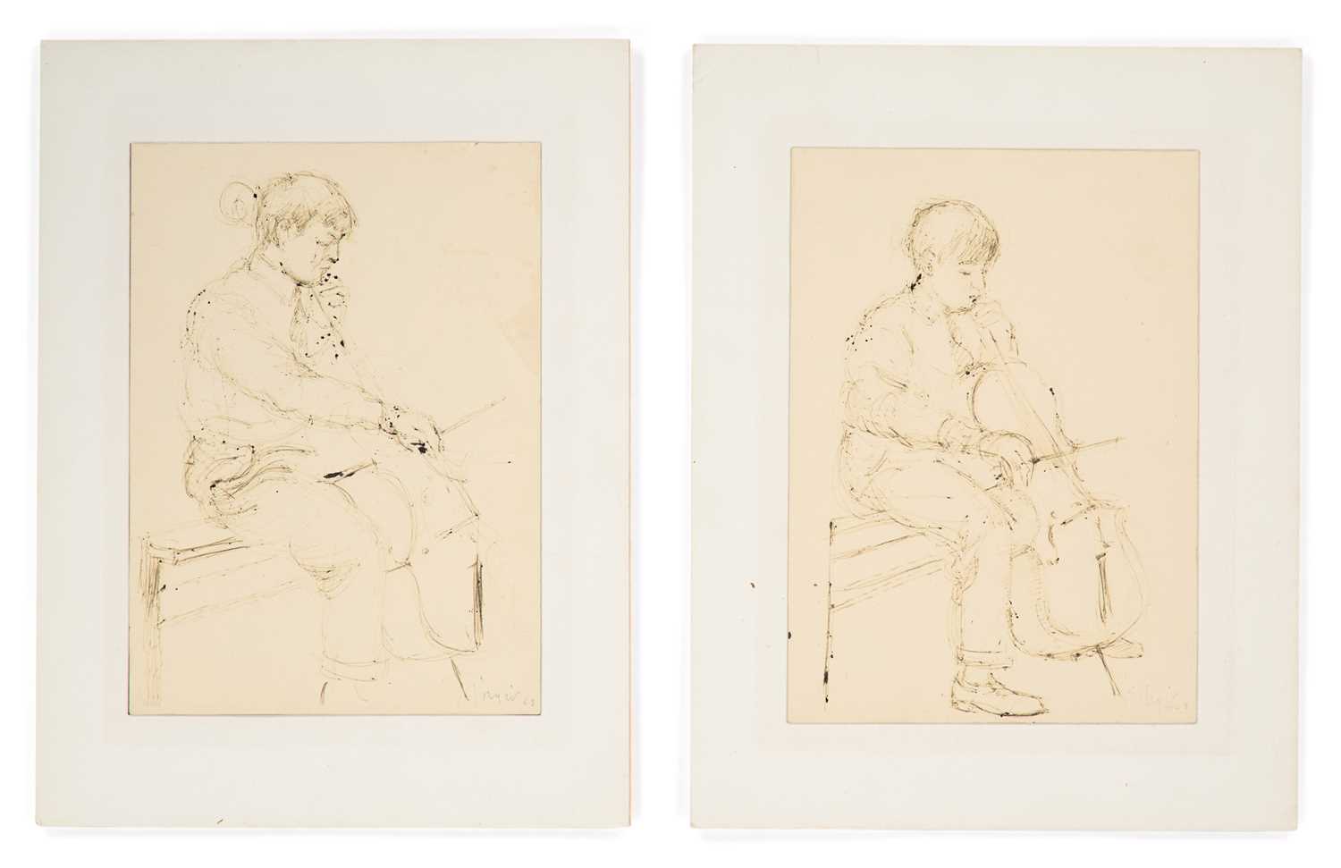 GIORGIO (20TH CENTURY ITALIAN SCHOOL) TWO STUDIES OF BOYS PLAYING THE CELLO
