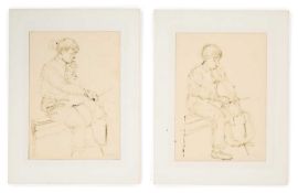 GIORGIO (20TH CENTURY ITALIAN SCHOOL) TWO STUDIES OF BOYS PLAYING THE CELLO