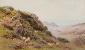 FRED WILLIAMSON (1835-1900) SHEEP GRAZING ON THE COAST
