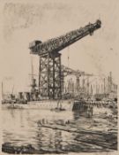SIR MUIRHEAD BONE (1876-1953) SHIP BUILDING ON THE CLYDE, FITTING OUT BASIN