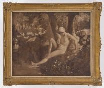 ATTRIBUTED TO JEAN FRANCOIS MILLET (FRENCH 1814-1875) STUDY FOR THE 'GOOSE GIRL BATHING'