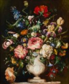 H.G DAVIS (20TH CENTURY) STILL LIFE OF FLOWERS IN A URN