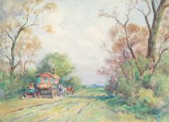 JRS PARK (19TH/20TH CENTURY) CARAVAN ON A COUNTRY TRACK