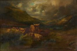 G.W. WILLAN (19TH/ 20TH CENTURY) HIGHLAND CATTLE BY A MOUNTAIN LOCH