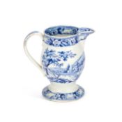 AN ENGLISH BLUE AND WHITE POTTERY JUG PROBABLY BY MOORE & CO, CIRCA 1820