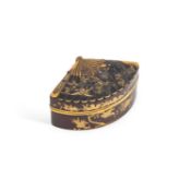 A FINE JAPANESE MIXED METALS FAN-SHAPED BOX MEIJI PERIOD (1868-1912)