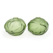 A PAIR OF LALIQUE 'ROYAL PALM' VASES