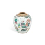 A SMALL CHINESE FAMILLE VERTE PORCELAIN GINGER JAR