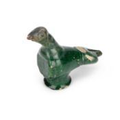 AN UMAYYAD GREEN-GLAZED POTTERY OIL LAMP IN THE FORM OF A BIRD