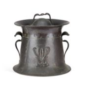 AN ART NOUVEAU COPPER LOG BIN