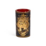 A CHINESE LACQUERED BAMBOO BRUSH POT, BITONG
