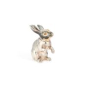 AN ITALIAN SILVER AND ENAMEL MODEL OF A RABBIT