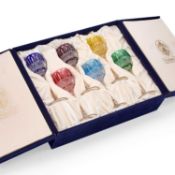 A CASED SET OF SIX FABERGE XENIA HOCK GLASSES