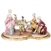 A LARGE CAPODIMONTE GROUP DEPICTING A CONCERT PARTY