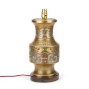 A CHINESE CLOISONNÉ ENAMEL VASE, CONVERTED TO A LAMP LATE 19TH CENTURY