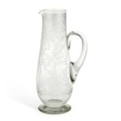 A LATE 19TH CENTURY STOURBRIDGE ENGRAVED GLASS JUG