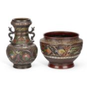 A CHINESE BRONZE AND ENAMEL JARDINIÈRE LATE 19TH CENTURY