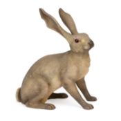 A LARGE AUSTRIAN TERRACOTTA MODEL OF A HARE CIRCA 1900