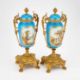A PAIR OF GILT-METAL MOUNTED SEVRES STYLE PORCELAIN URNS EACH STAMPED MASSELOTTE, LATE 19TH CENTURY - Image 2 of 2