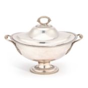 A VICTORIAN SILVER-PLATED SOUP TUREEN