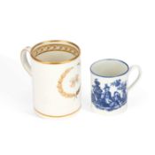 A CAUGHLEY CHILDREN'S MUG AND A CAUGHLEY BLUE AND WHITE 'IMAGE' PATTERN COFFEE CAN