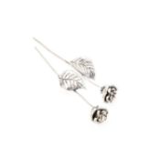 A PAIR OF ITALIAN SILVER MODELS OF ROSES