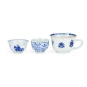 THREE CHINESE BLUE AND WHITE PORCELAIN CUPS