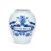 A LATE 18TH CENTURY DUTCH DELFT BLUE AND WHITE ROSE SCENT JAR JOHANNES VAN DUYN FACTORY