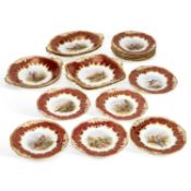 A COALPORT ORNITHOLOGICAL DESSERT SERVICE BY JOHN HUGH PLANT, CIRCA 1890, RETAILED BY OSLER DESIGNER