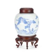 A CHINESE BLUE AND WHITE PORCELAIN GINGER JAR 19TH CENTURY OR EARLIER