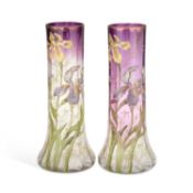 A PAIR OF LEGRAS ENAMELLED GLASS VASES CIRCA 1890