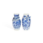 TWO CHINESE BLUE AND WHITE PORCELAIN MINIATURE VASES 19TH CENTURY