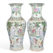 A PAIR OF CHINESE FAMILLE ROSE PORCELAIN FLOOR VASES