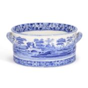 A SPODE BLUE AND WHITE 'TOWER' PATTERN FOOTBATH CIRCA 1830