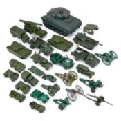 A GROUP OF MILITARY DIECAST MODELS AND A TRI-ANG SHERMAN TANK