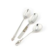 GEORG JENSEN: THREE DANISH STERLING SILVER SPOONS
