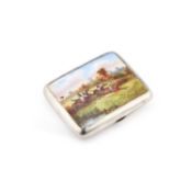 A VICTORIAN SILVER AND ENAMEL CIGARETTE CASE