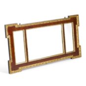A GEORGE II STYLE PARCEL-GILT MAHOGANY OVERMANTEL MIRROR