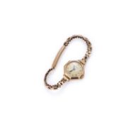 A LADY'S 9CT GOLD VISIBLE BRACELET WATCH