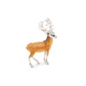 AN ITALIAN SILVER AND ENAMEL MODEL OF A STAG