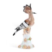 A CARL THIEME DRESDEN PORCELAIN MODEL OF A HOOPOE BIRD
