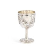 A LARGE 19TH CENTURY CHINESE SILVER GOBLET