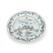 A CHINESE EN GRISAILLE 'CRUCIFIXION' PLATE