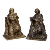 TWO 19TH CENTURY FRENCH SCHOOL BRONZE SCULPTURES OF BISHOP JACQUES-BENIGNE BOSSUET (1627-1704)