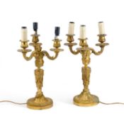 A PAIR OF 19TH ORMOLU CANDELABRA IN THE EMPIRE TASTE