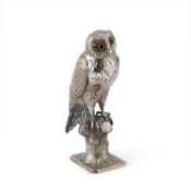 A LARGE GERMAN SILVER MODEL OF AN OWL