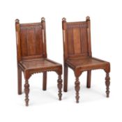 A PAIR OF LATE 19TH CENTURY OAK HALL CHAIRS