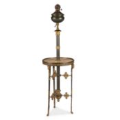 AN AESTHETIC MOVEMENT BRONZE AND GILT-BRONZE STANDARD OIL LAMP TABLE