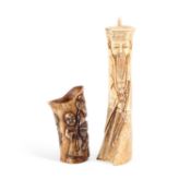 TWO CHINESE BONE CARVINGS