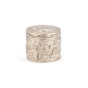 A CHINESE SILVER BOX AND COVER